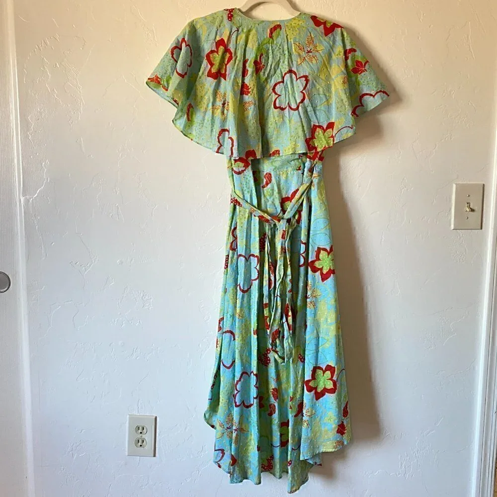ModCloth Lift Your Wings Wrap Dress Sea Blue Floral - Picture 8 of 12